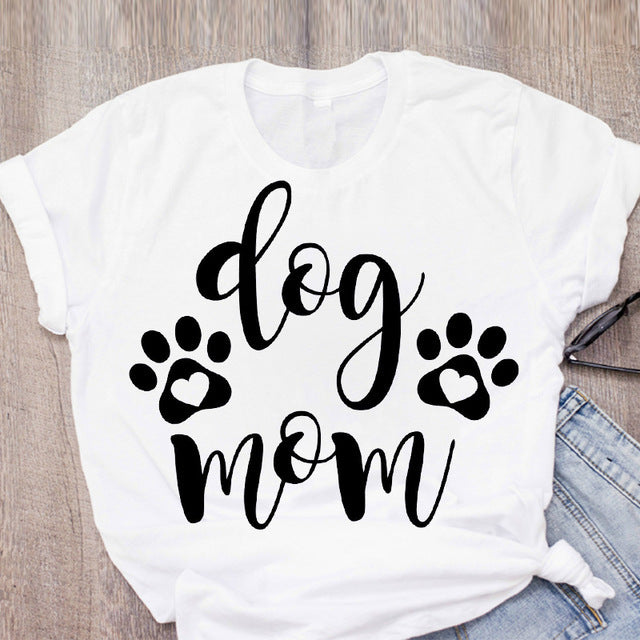 DOG MOM ECG Footprint Love Lady T-shirt