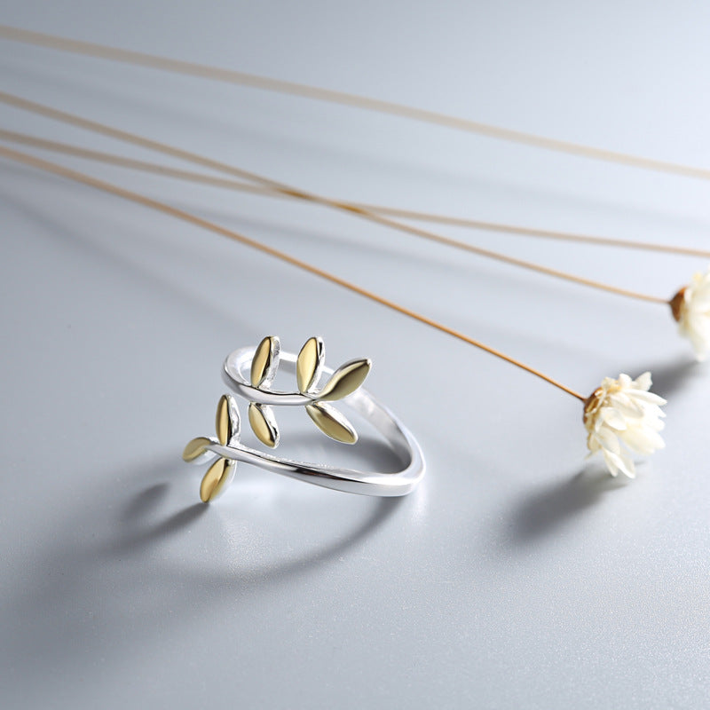 Small Olive Branch Leaf Ring Simple Ring