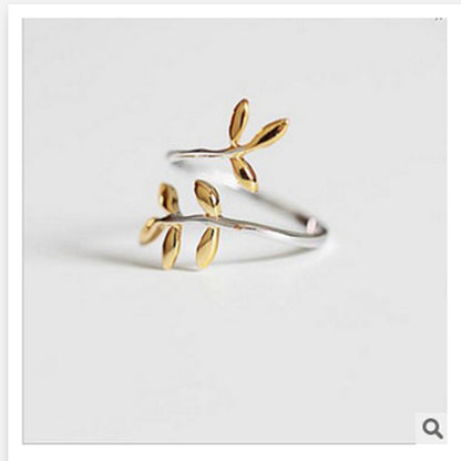 Small Olive Branch Leaf Ring Simple Ring