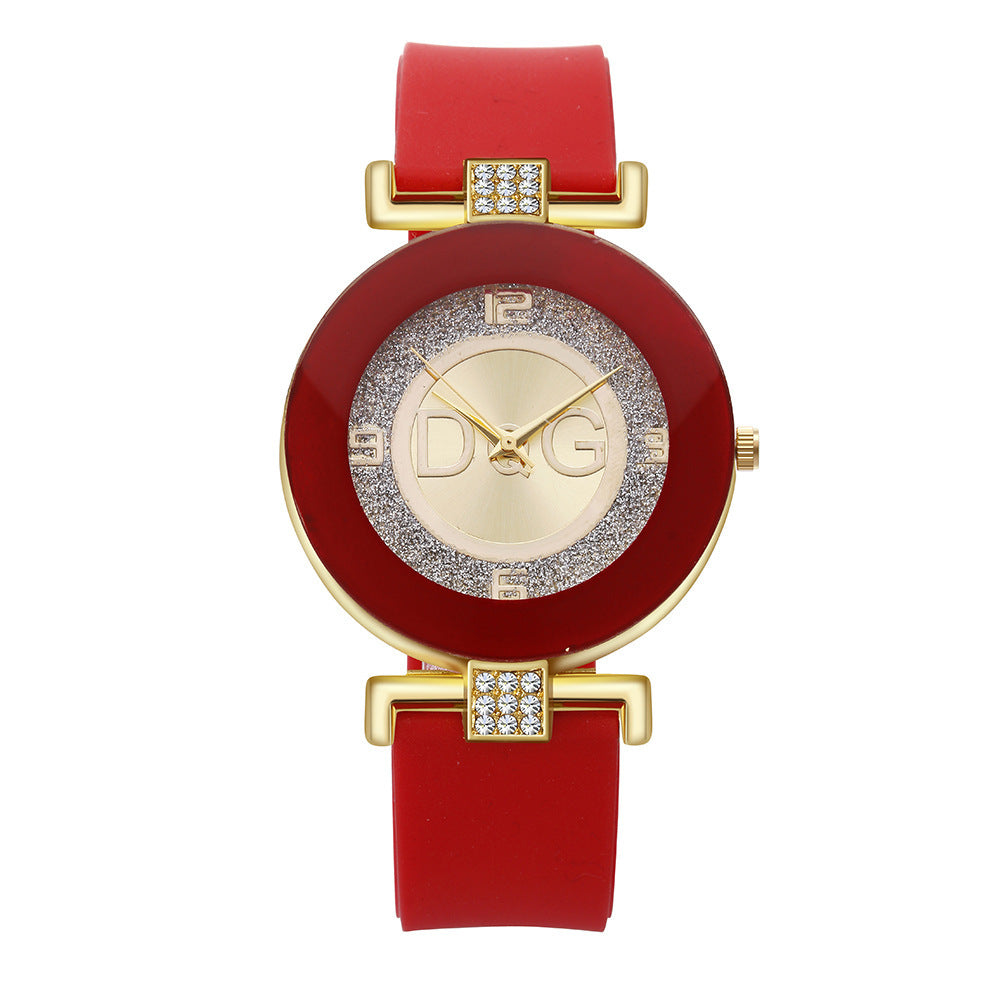 Diamond-Studded Fashion Silicone Watch