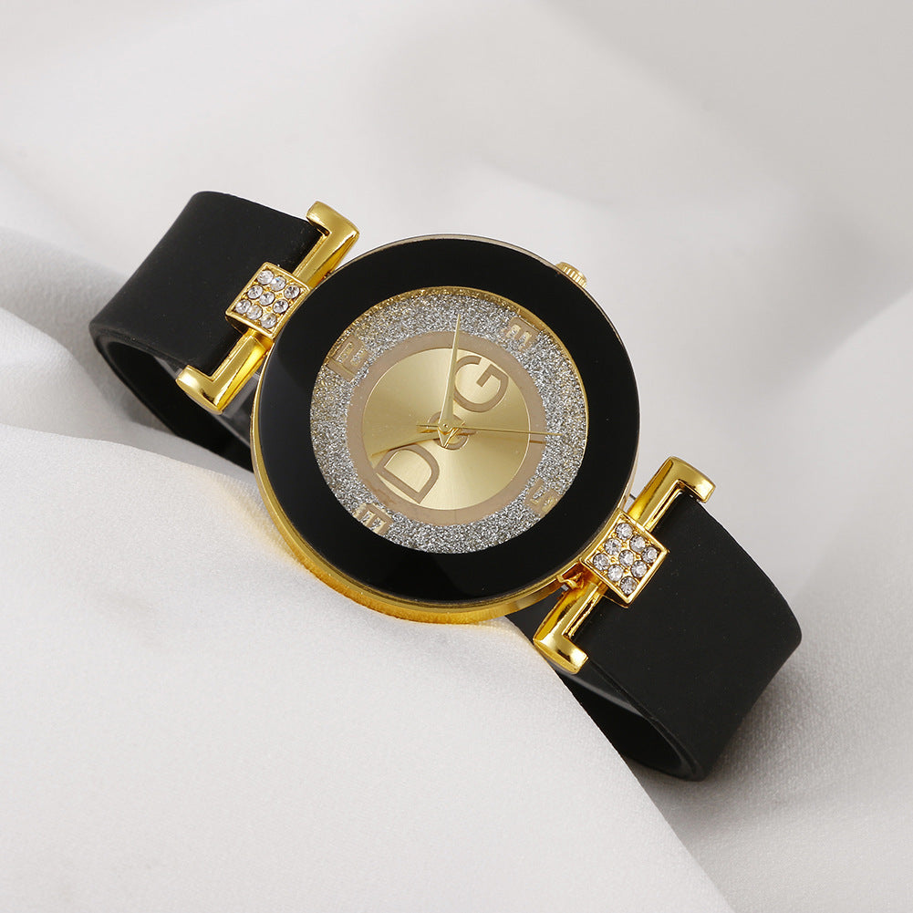 Diamond-Studded Fashion Silicone Watch