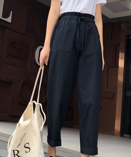 Cotton Cropped Trousers Women Loose Pants