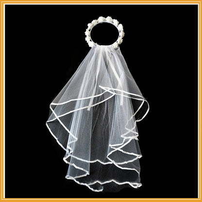 Bridal Wreath Veil White And White Rose Wreath Veil for Bachelor Party