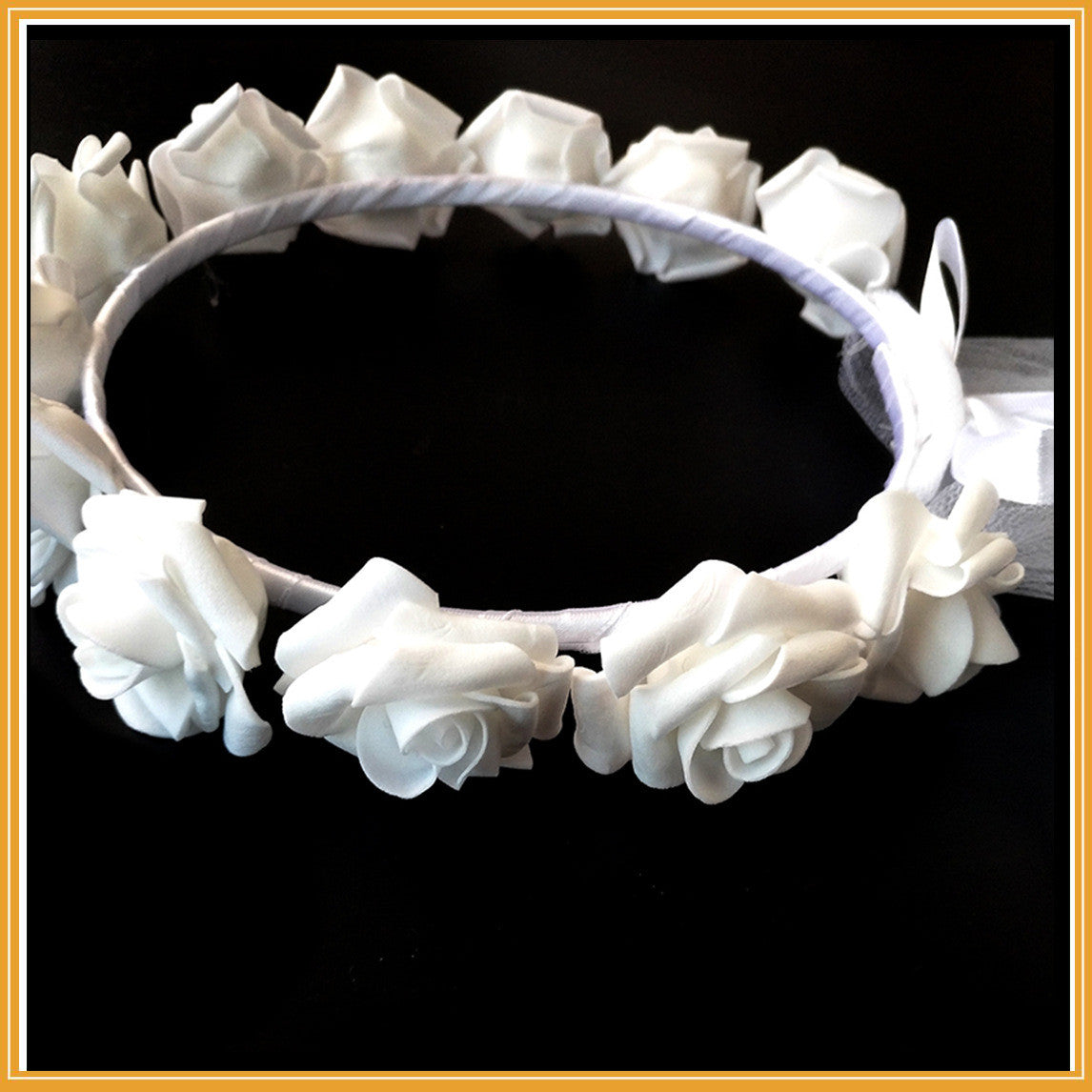 Bridal Wreath Veil White And White Rose Wreath Veil for Bachelor Party