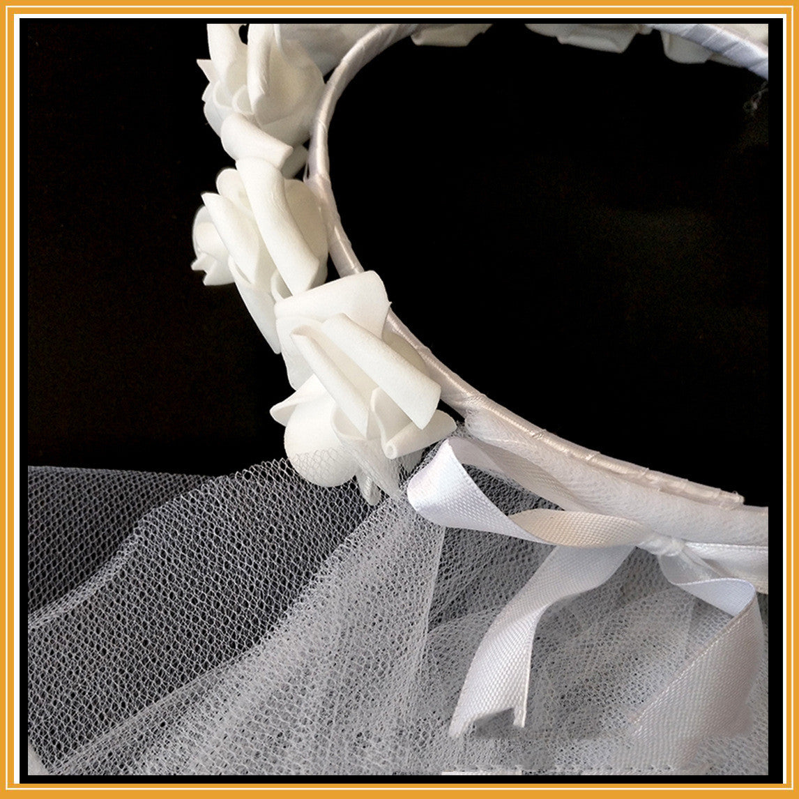 Bridal Wreath Veil White And White Rose Wreath Veil for Bachelor Party