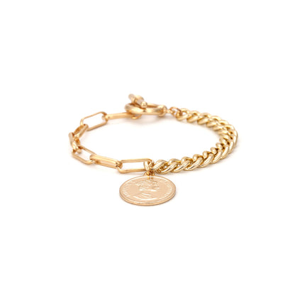 Creative Asymmetric Metal Chain Coin Bracelet