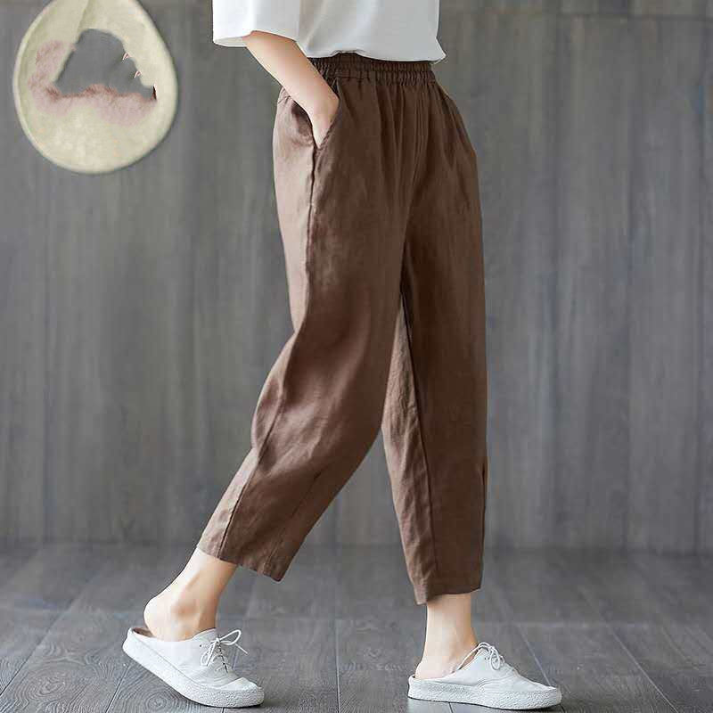 Loose And Thin Waist Pants Summer Thin Cropped Pants