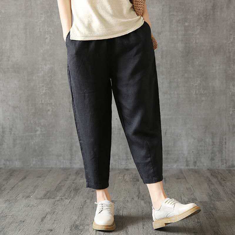 Loose And Thin Waist Pants Summer Thin Cropped Pants