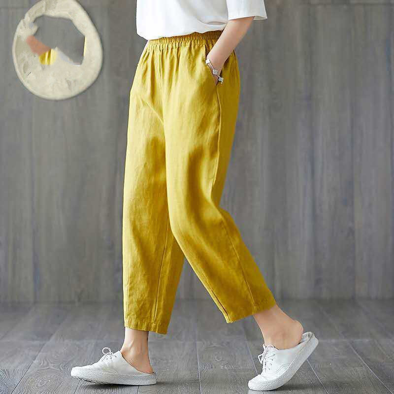 Loose And Thin Waist Pants Summer Thin Cropped Pants