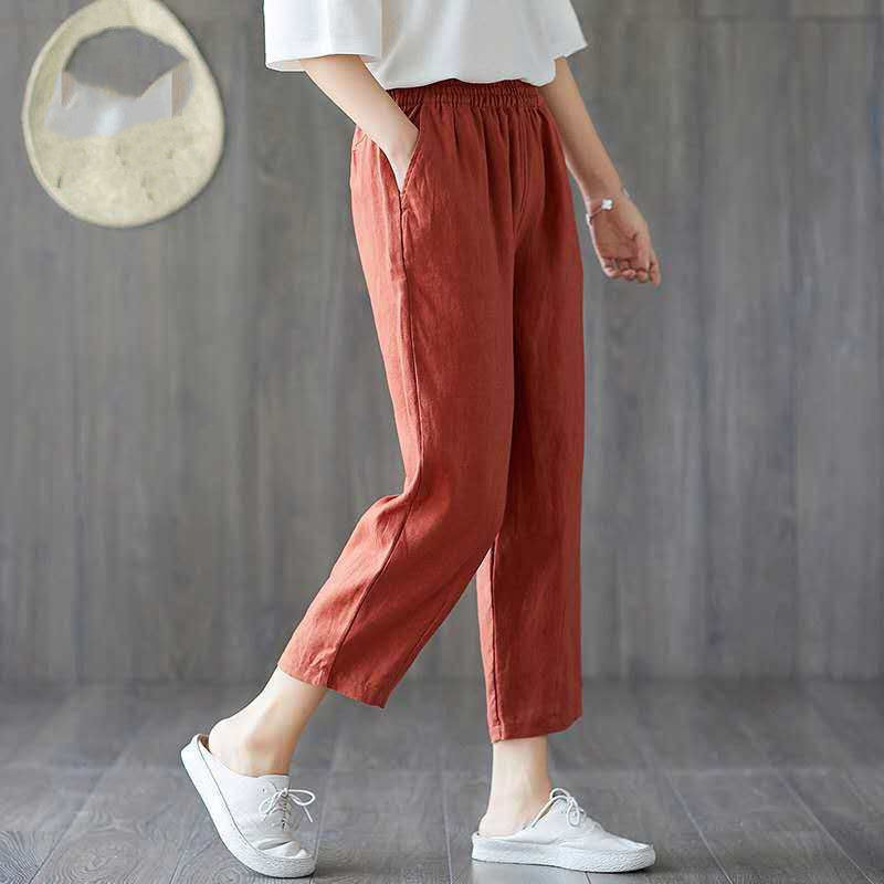 Loose And Thin Waist Pants Summer Thin Cropped Pants