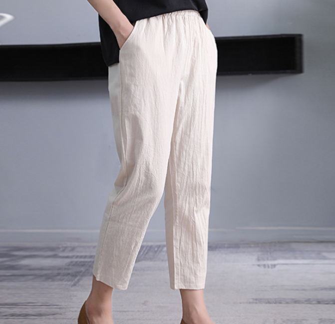 Loose And Thin Waist Pants Summer Thin Cropped Pants