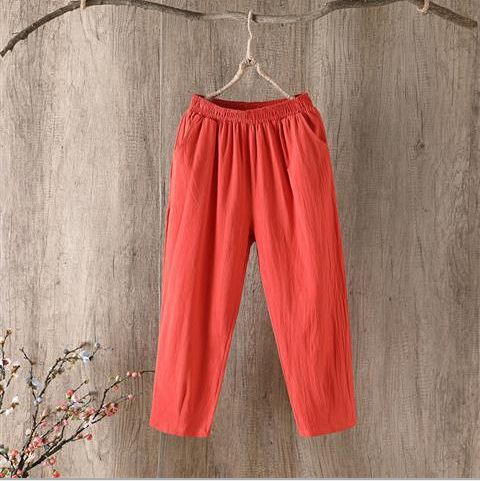 Loose And Thin Waist Pants Summer Thin Cropped Pants