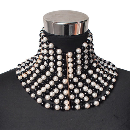 Multi-layered Pearl Sexy Short Necklace