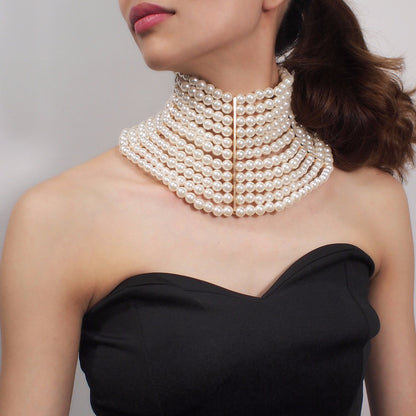 Multi-layered Pearl Sexy Short Necklace