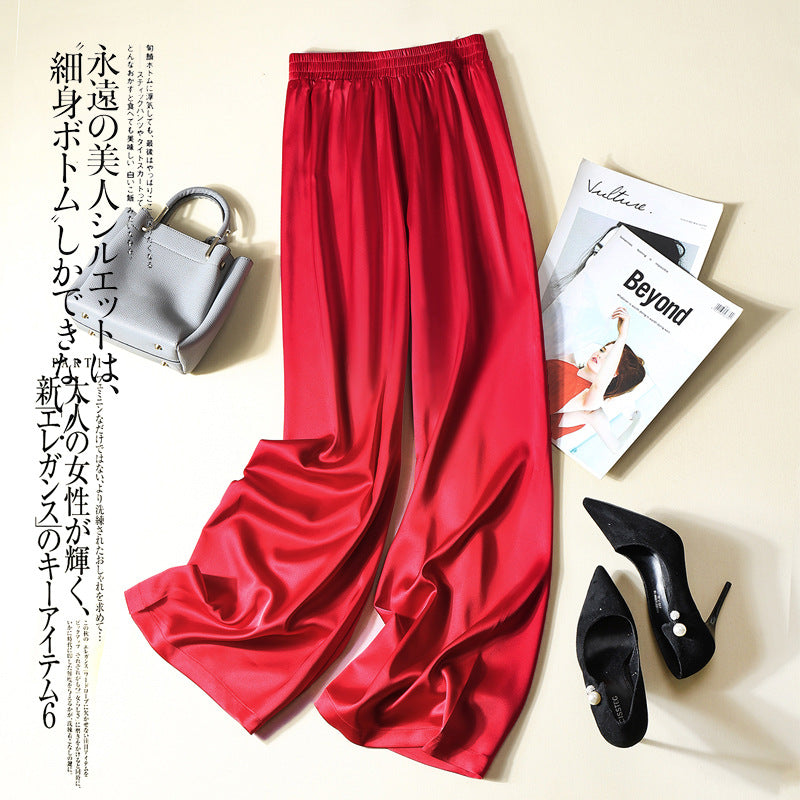 Silky Light Luxury Texture Cropped Wide-leg Pants