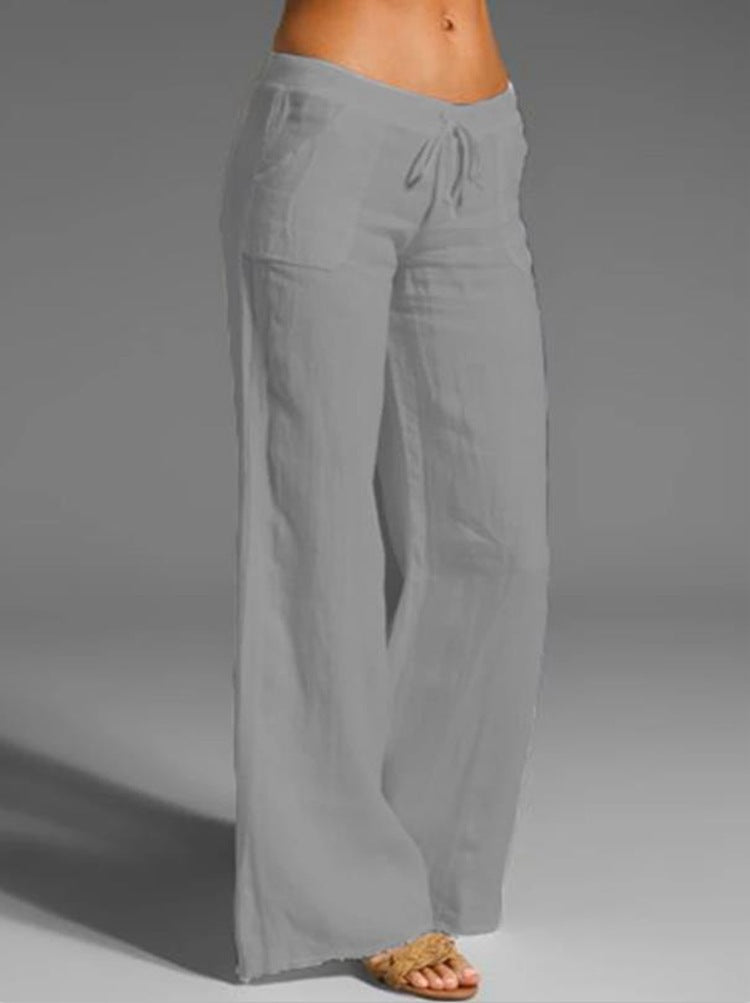 High-waist Wide-leg Trousers Big Feet Flared Pocket Casual Pants