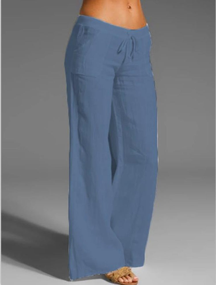 High-waist Wide-leg Trousers Big Feet Flared Pocket Casual Pants