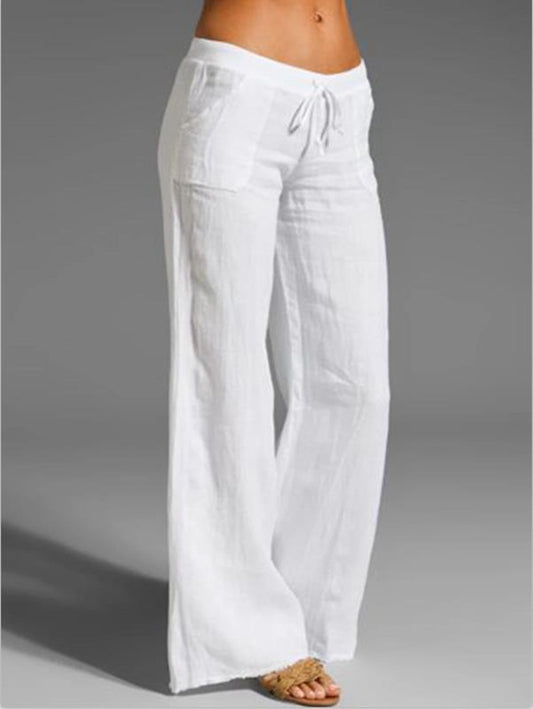 High-waist Wide-leg Trousers Big Feet Flared Pocket Casual Pants