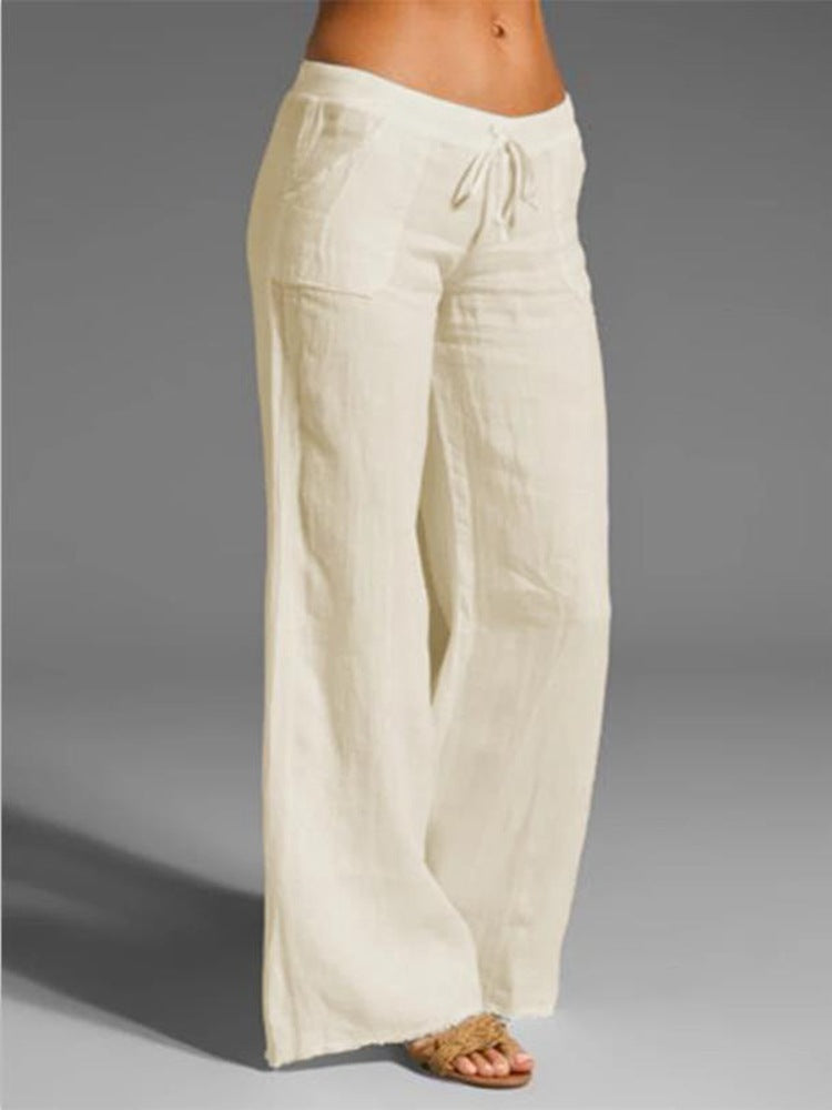 High-waist Wide-leg Trousers Big Feet Flared Pocket Casual Pants