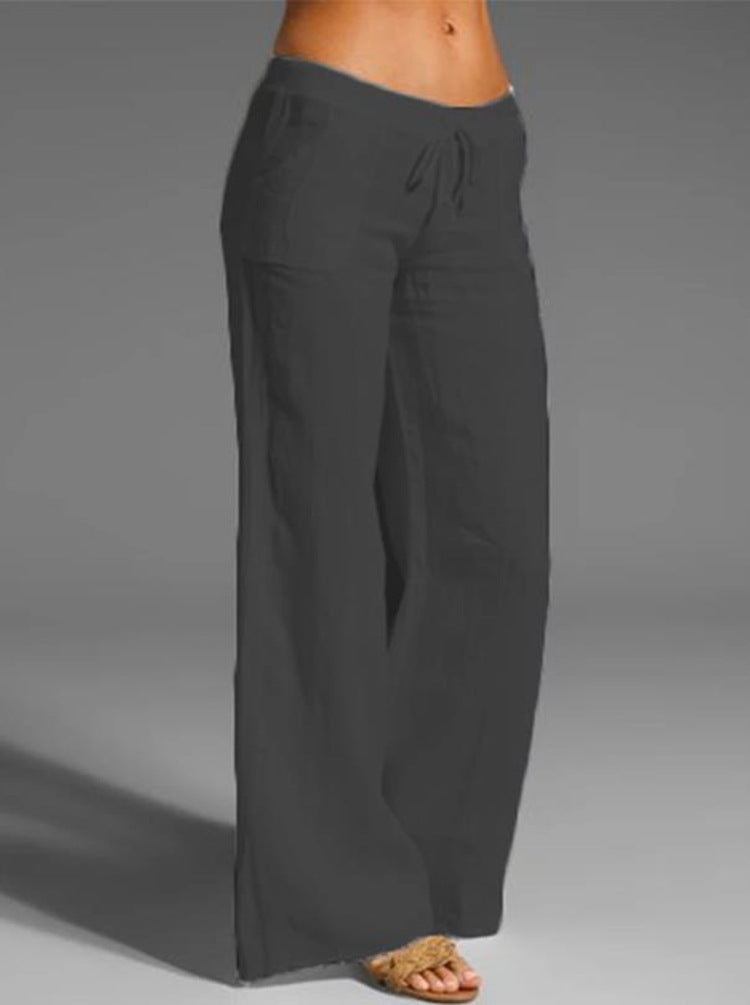 High-waist Wide-leg Trousers Big Feet Flared Pocket Casual Pants