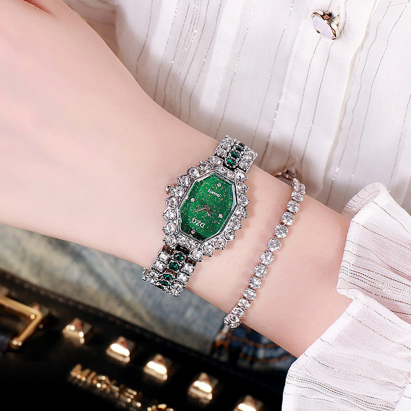 Square Full Diamond Strap Bracelet Fashion Casual Starry Sky Watch