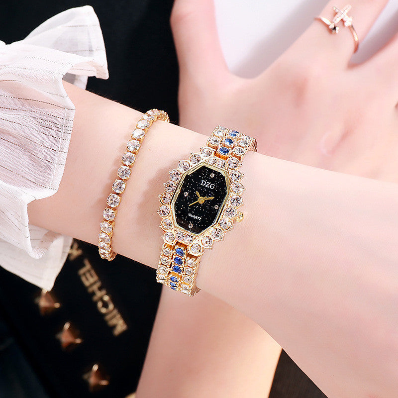 Square Full Diamond Strap Bracelet Fashion Casual Starry Sky Watch