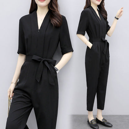 High-waisted Chiffon Overalls