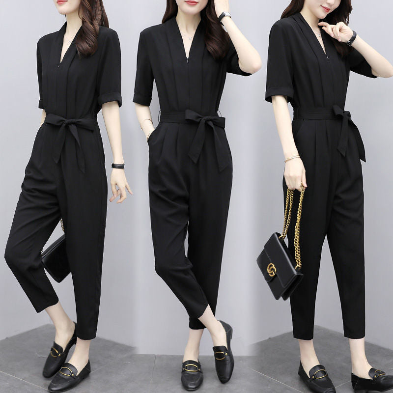 High-waisted Chiffon Overalls