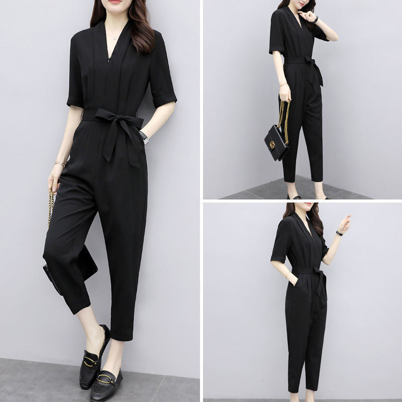 High-waisted Chiffon Overalls