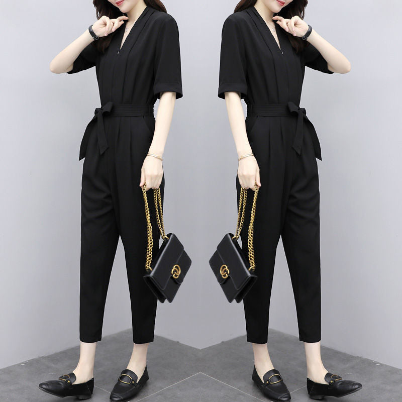 High-waisted Chiffon Overalls