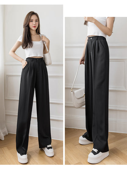 White Wide-leg Pants High Waist Drape Summer Mopping Trousers