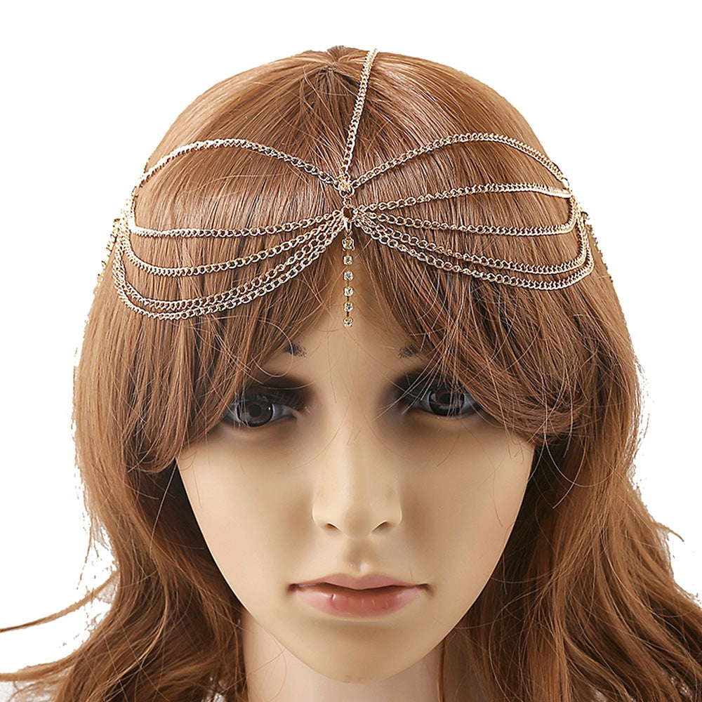 Multi-Layer Tassel Diamond Hair Head Chain