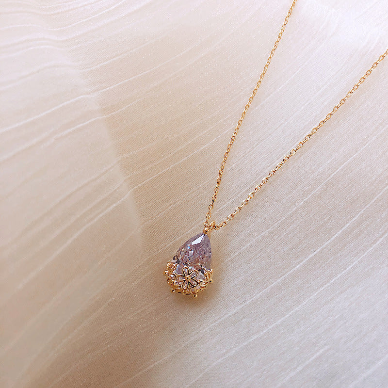 Crystal Water Drop Pendant Necklace