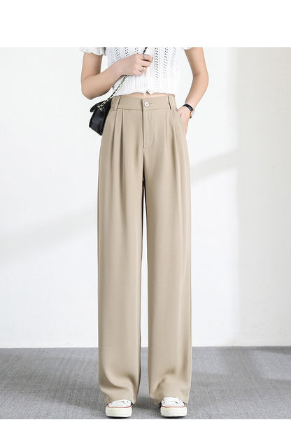 White Wide-leg Pants High Waist Drape Summer Mopping Trousers