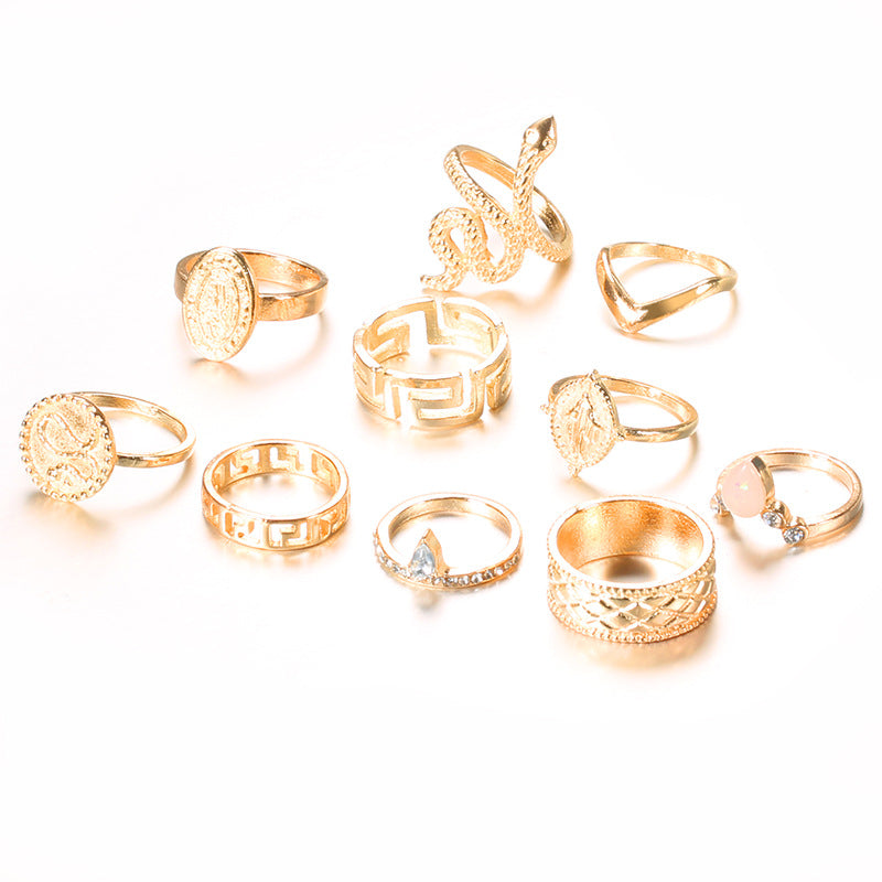 Diamond-shaped 10-piece ring