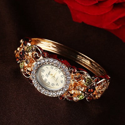 Fashion diamond flower lady watch