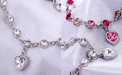 Crystal peach heart sparkling diamond bracelet