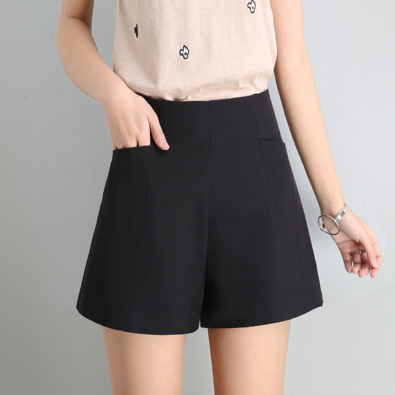 high waist chiffon wide-leg shorts