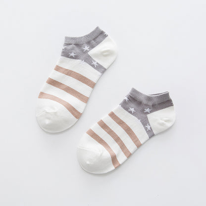 Star Stripe Breathable Low-cut Invisible Cotton Socks