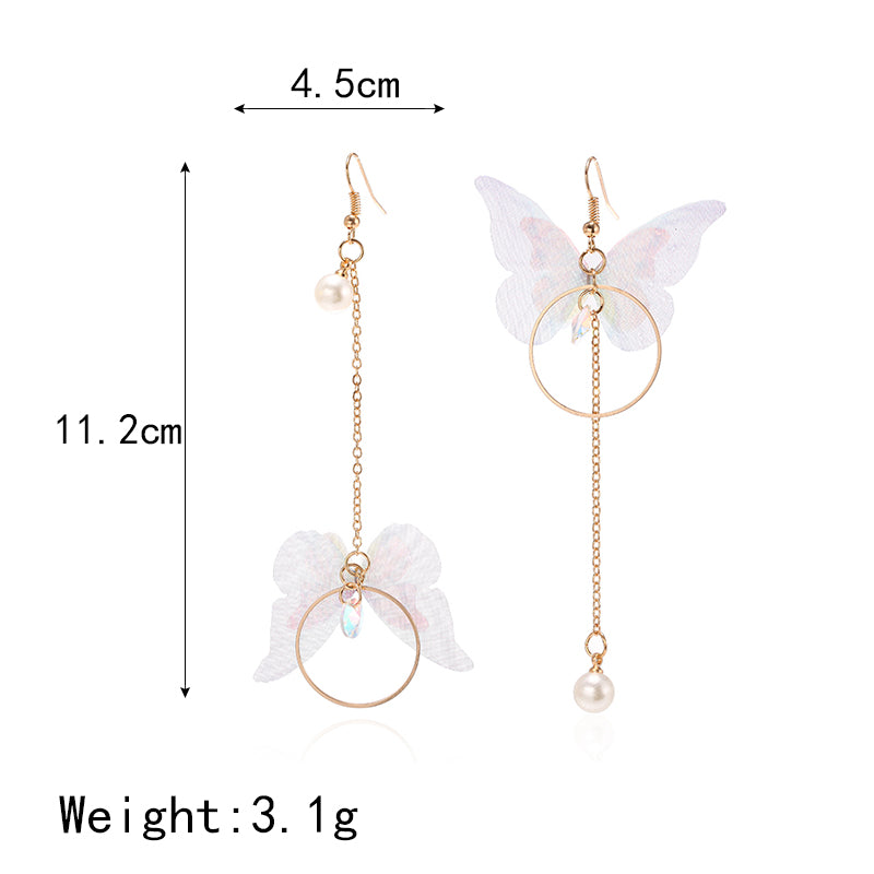 Fairy Yarn Asymmetric Butterfly Long Earring