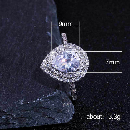 Pear shaped water drop shaped zircon ring