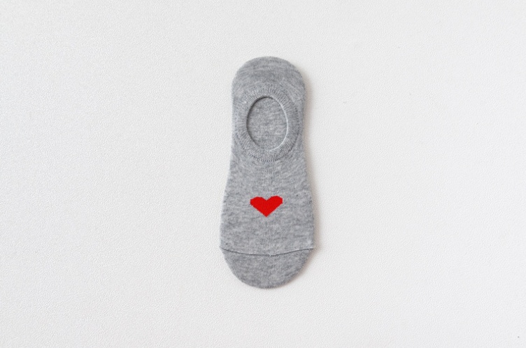 Heart Print Socks Love Invisible Boat Socks Silicone Non-slip Short Socks