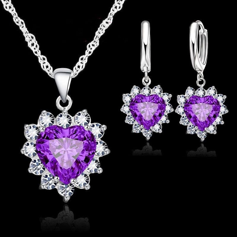 Heart-shaped earring necklace jewelry set