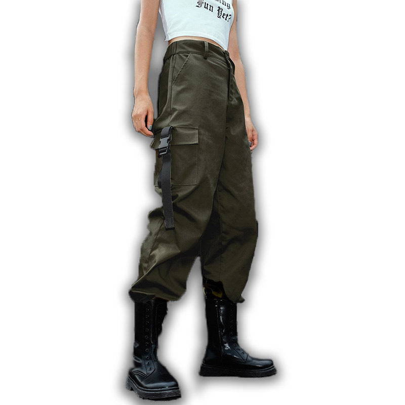 Streamer bag buckle casual pants overalls