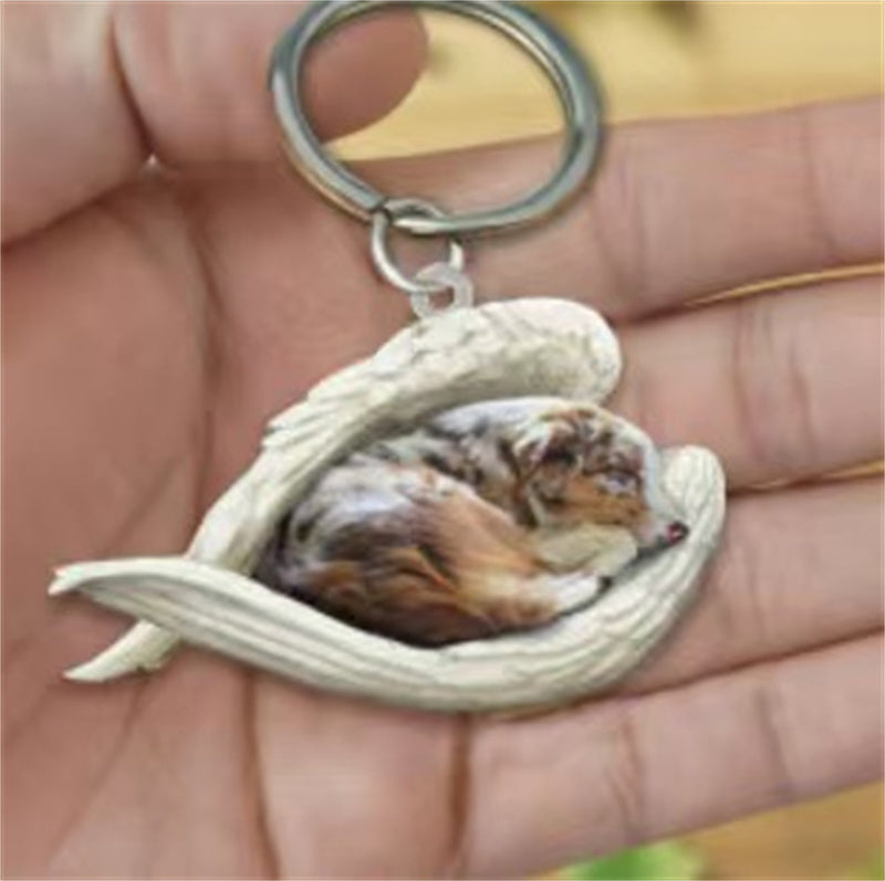 Sleeping Angel Pet Keychain