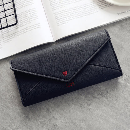 Long Heart-shaped Letter Line 2 Fold Multifunctional Wallet