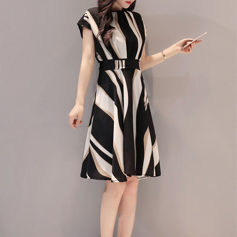 Female Slim Temperament Round Neck A-line Skirt