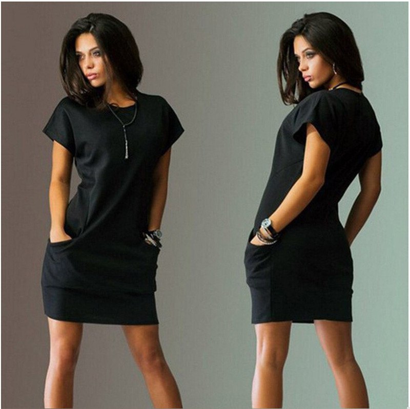 Summer Clothing Casual Short Sleeve O-Neck Dresses