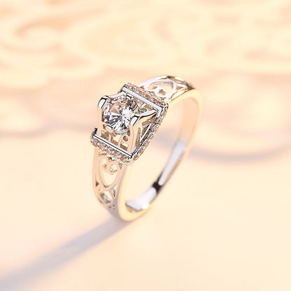 Hollow Love Heart Zircon Ring