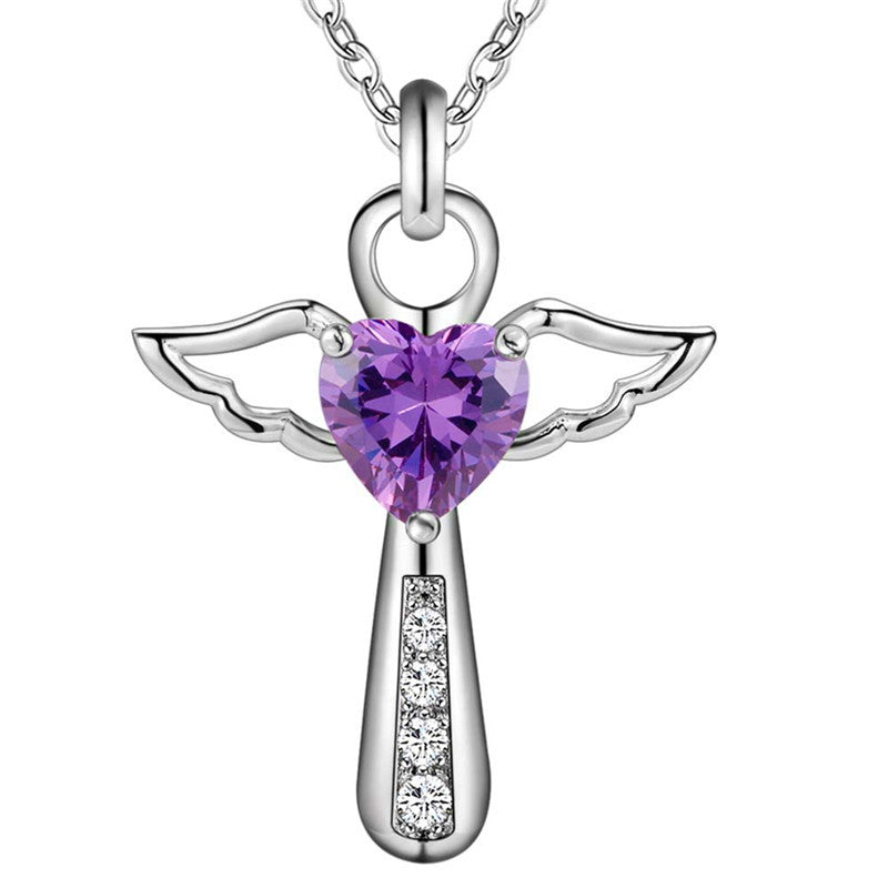 Purple zircon crystal necklace